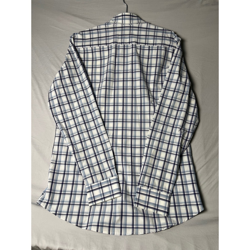 Mizzen+Main Leeward Collection Plaid Shirt Mens Large Blue White Stretch - Picture 3 of 7
